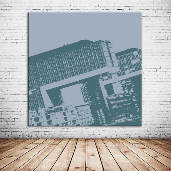 Abstrakte Köln-Collage der Kranhäuser